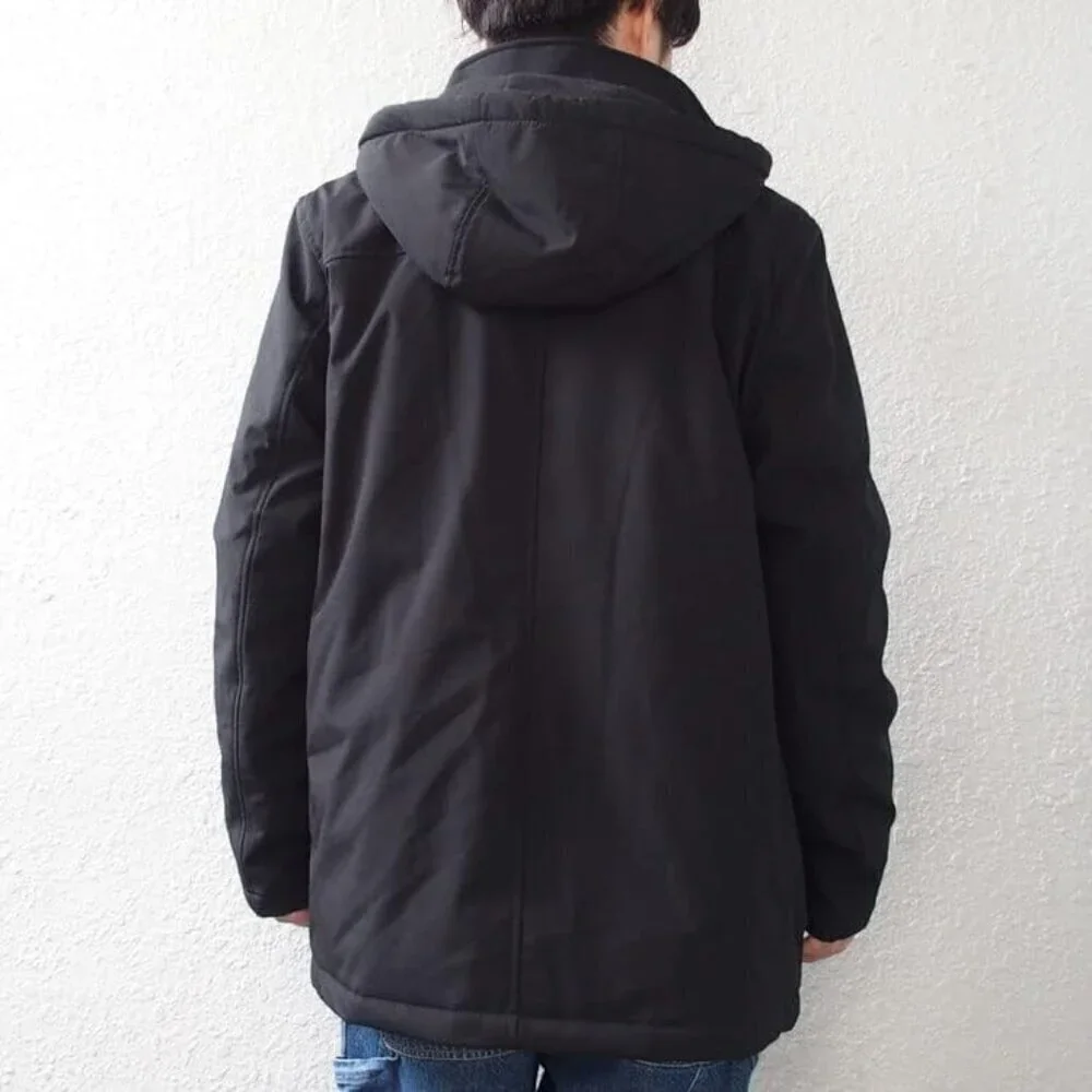 Mens Men’s Water and Wind Resistant Hooded Coat from Fall Into Winter
